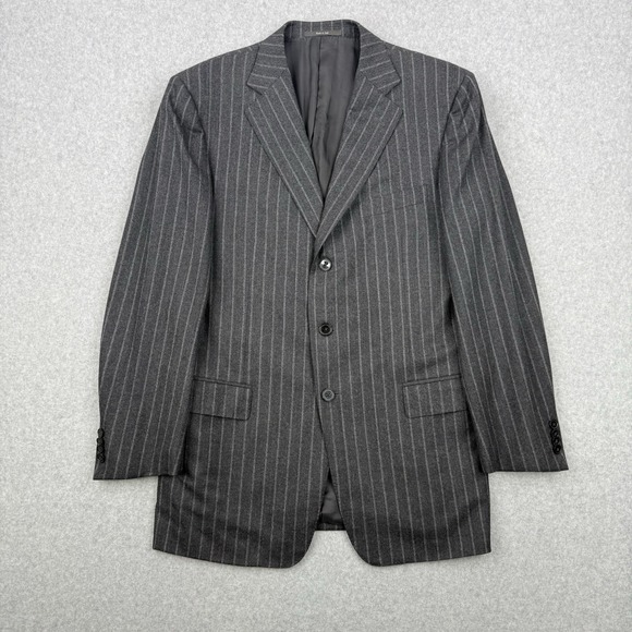 Ermenegildo Zegna Blazer Mens 54R Gray Striped‎ Neiman Marcus Wool Sports Coat